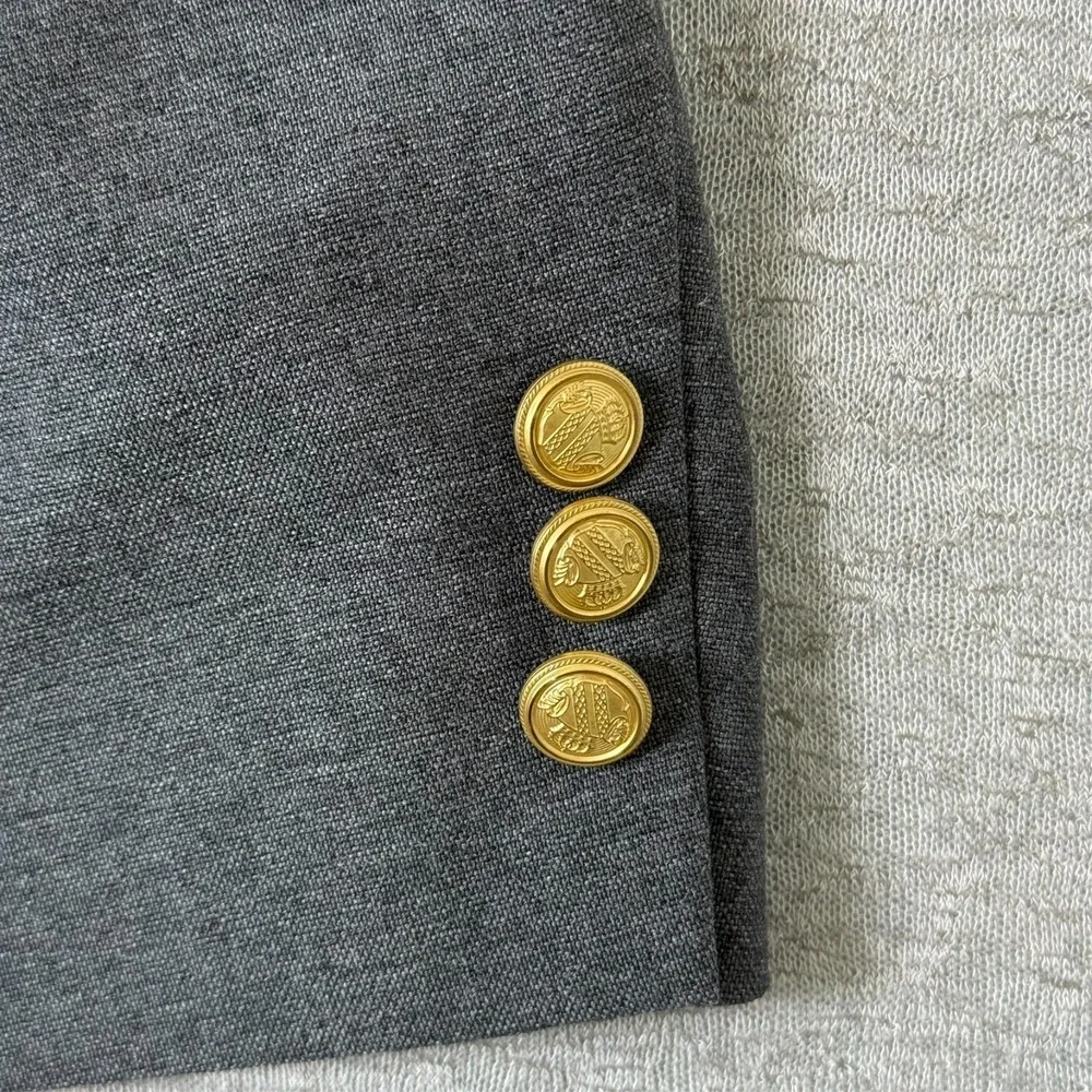 Vintage David Taylor Men's Blazer Sport Coat 50L Gray Gold Metal Buttons